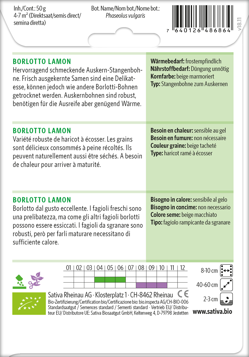 Saatgut Stangenbohne Borlotto Lamon -S-