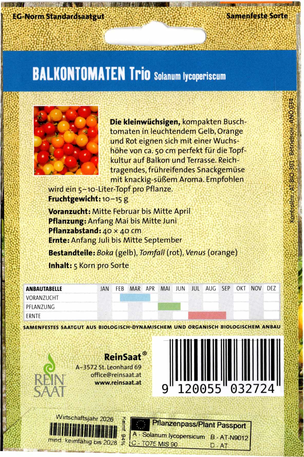 Tomatensaatgut Balkontomaten Trio -R- 