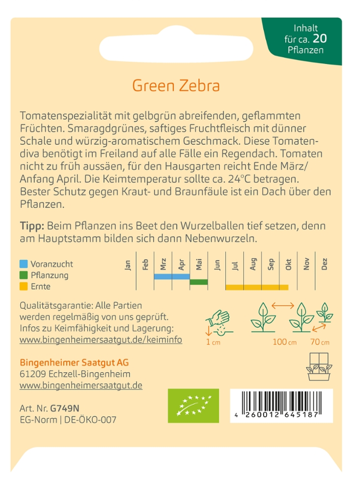 Tomatensaatgut Green Zebra -B-