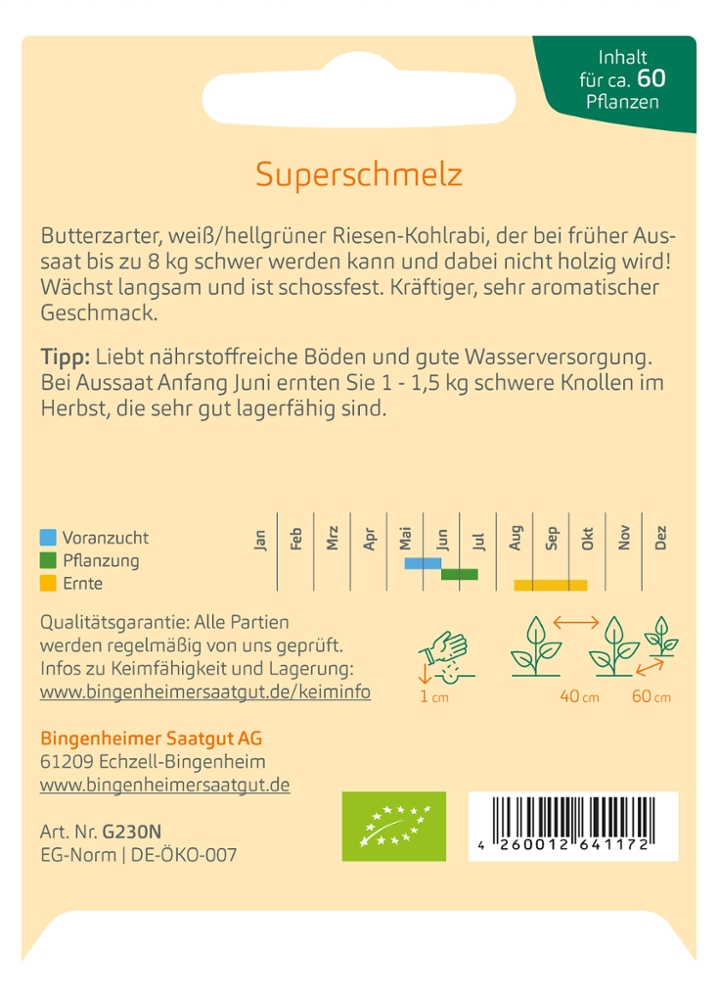 Saatgut Kohlrabi Superschmelz -B-