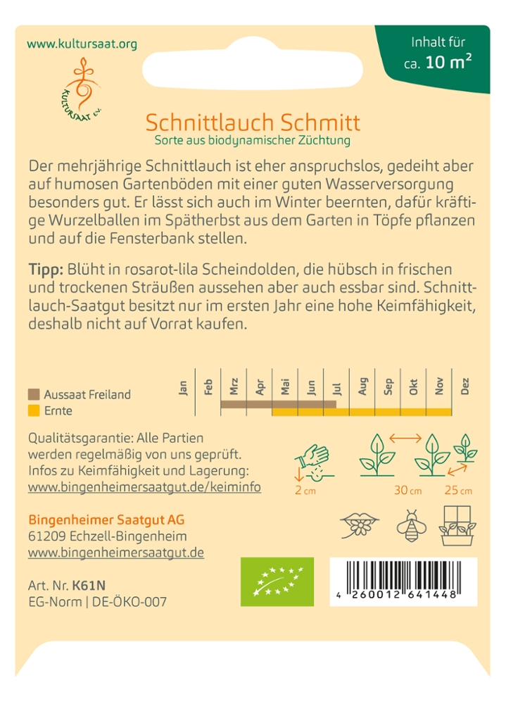 Saatgut Schnittlauch Schmitt -B-