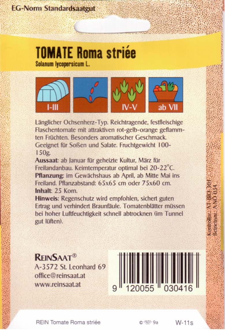 Tomatensaatgut Roma Striée -R-