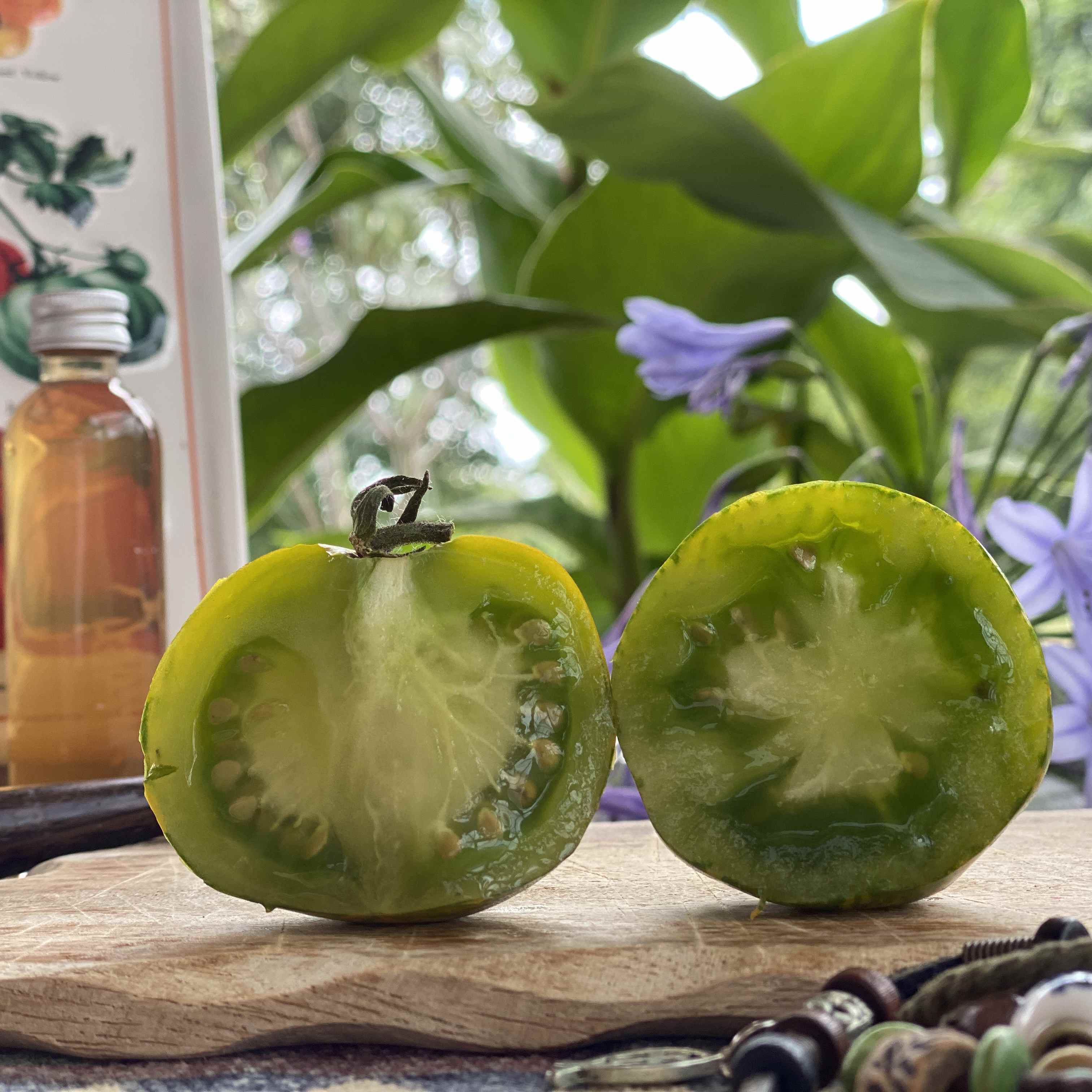 Eine grüne eierförmige Tomate